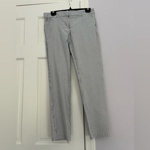 DALIA Seersucker Pinstriped Cropped Mid Rise Pants